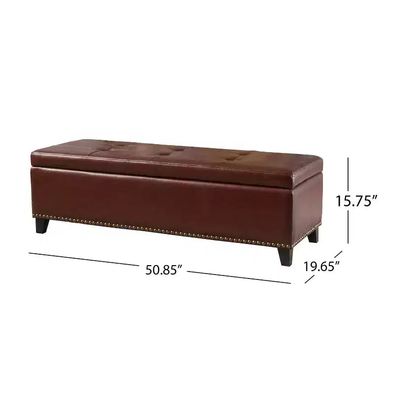 Pouf Contenitore in Pelle Marrone - Spazio Nascosto, Poggiapiedi, Seduta Extra