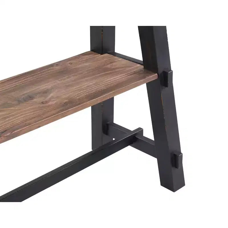 Consolle Odin da 48" in legno massello con ripiano, nera - Stile industriale rustico mid-century