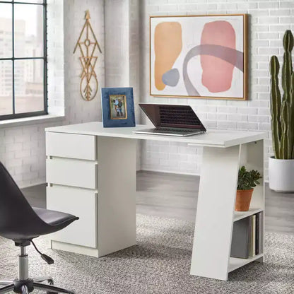 Scrivania Moderna Como con 3 Cassetti - Ampia Superficie di Lavoro, Organizzazione Contenuta