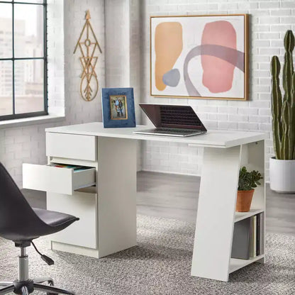 Scrivania Moderna Como con 3 Cassetti - Ampia Superficie di Lavoro, Organizzazione Contenuta