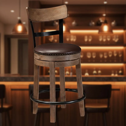 Pinnadel Uph Swivel Counter Height Barstools Light Brown - Signature Design by Ashley: Faux Leather, Nailhead Trim