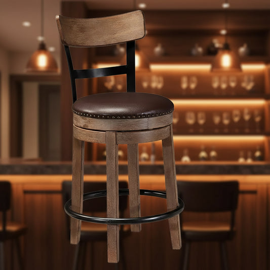 Pinnadel Uph Swivel Counter Height Barstools Light Brown - Signature Design by Ashley: Faux Leather, Nailhead Trim