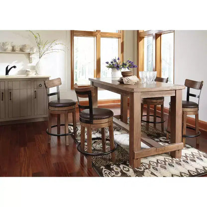 Sgabelli da bar girevoli altezza bancone marrone chiaro - similpelle, borchie decorative
