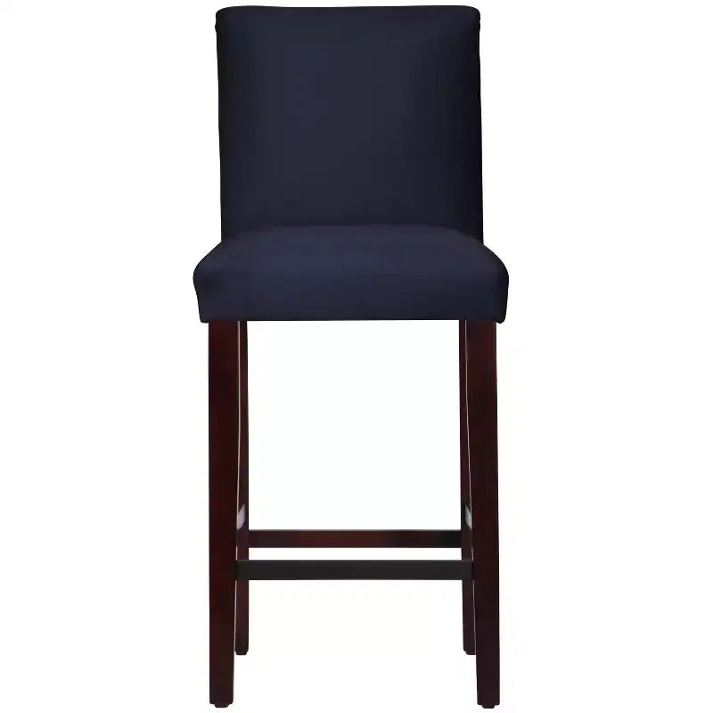 Skyline Furniture Hendrix Barstool Velvet Navy: Upholstered, Tapered Legs, 31" Seat Height