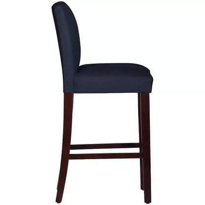 Sgabello da bar Hendrix in velluto blu navy - Rivestito in tessuto, gambe affusolate, altezza seduta 78,7 cm, fatto a mano