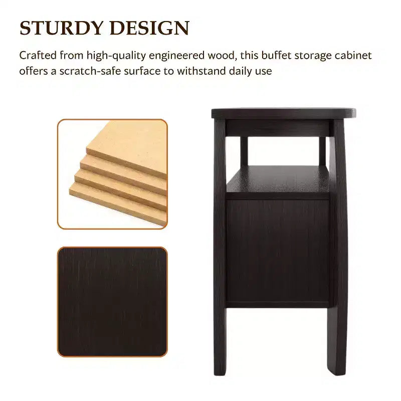 Credenza Curva Moderna Audace in Espresso - Elegante Soluzione di Archiviazione per Sale da Pranzo