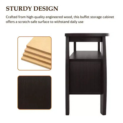Credenza Curva Moderna Audace in Espresso - Elegante Soluzione di Archiviazione per Sale da Pranzo
