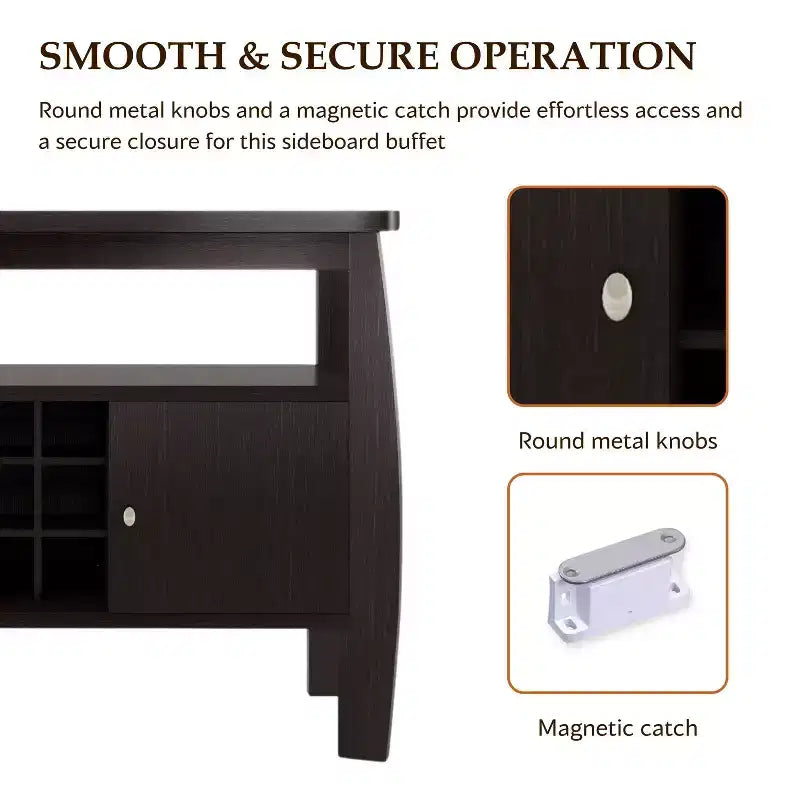 Credenza Curva Moderna Audace in Espresso - Elegante Soluzione di Archiviazione per Sale da Pranzo
