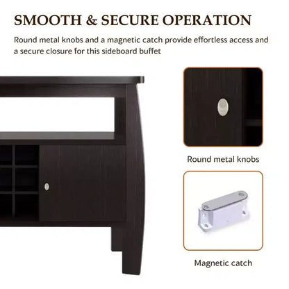 Credenza Curva Moderna Audace in Espresso - Elegante Soluzione di Archiviazione per Sale da Pranzo