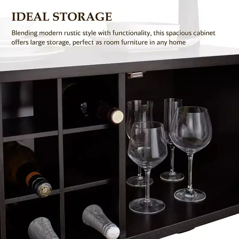 Credenza Curva Moderna Audace in Espresso - Elegante Soluzione di Archiviazione per Sale da Pranzo