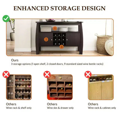 Credenza Curva Moderna Audace in Espresso - Elegante Soluzione di Archiviazione per Sale da Pranzo
