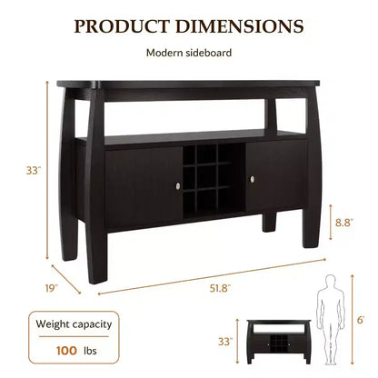 Credenza Curva Moderna Audace in Espresso - Elegante Soluzione di Archiviazione per Sale da Pranzo