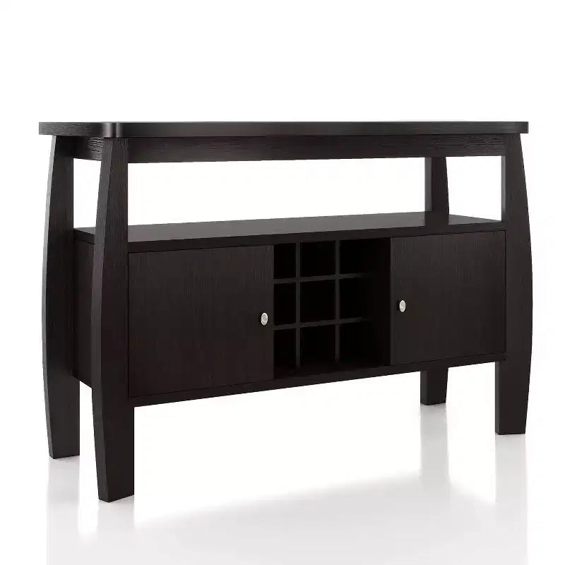 Credenza Curva Moderna Audace in Espresso - Elegante Soluzione di Archiviazione per Sale da Pranzo