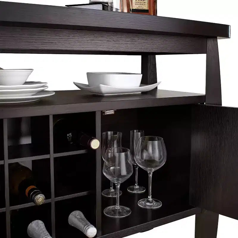 Credenza Curva Moderna Audace in Espresso - Elegante Soluzione di Archiviazione per Sale da Pranzo