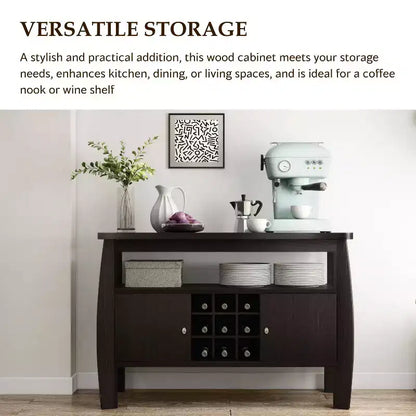 Credenza Curva Moderna Audace in Espresso - Elegante Soluzione di Archiviazione per Sale da Pranzo