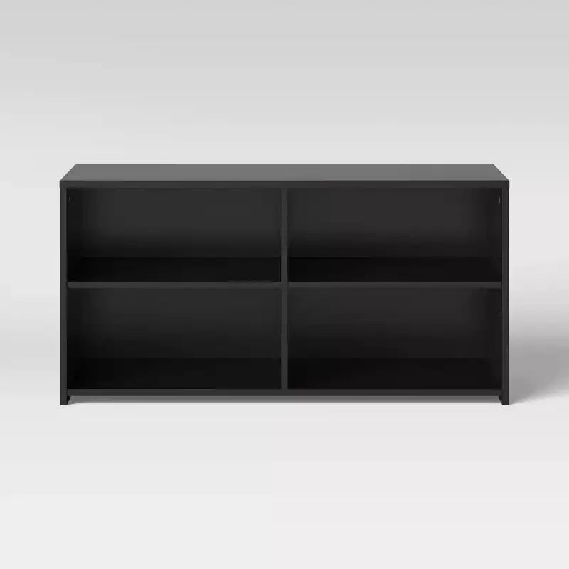 Mobile TV per dormitorio con spazio contenitivo per TV fino a 43" in nero - Compatto, mensole multiple, montaggio facile