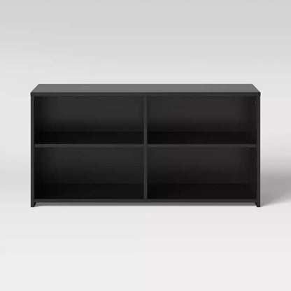 Mobile TV per dormitorio con spazio contenitivo per TV fino a 43" in nero - Compatto, mensole multiple, montaggio facile