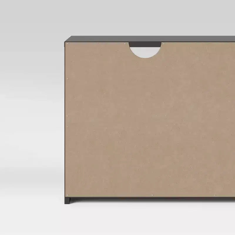 Mobile TV per dormitorio con spazio contenitivo per TV fino a 43" in nero - Compatto, mensole multiple, montaggio facile