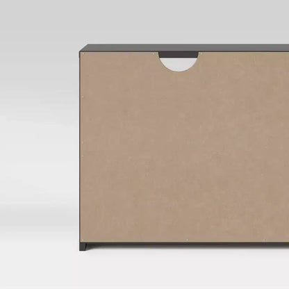 Mobile TV per dormitorio con spazio contenitivo per TV fino a 43" in nero - Compatto, mensole multiple, montaggio facile
