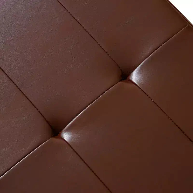 Pouf Contenitore in Pelle Marrone - Spazio Nascosto, Poggiapiedi, Seduta Extra