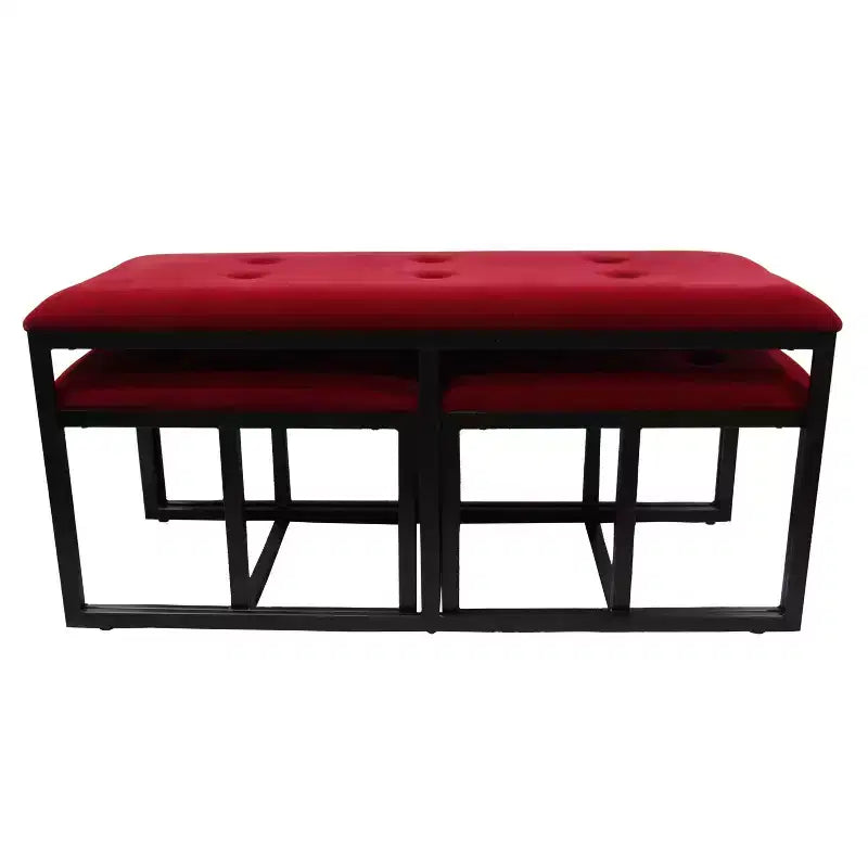 Tufted Metal Bench with 2 Seating Red - Ore International