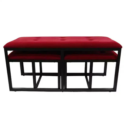 Tufted Metal Bench with 2 Seating Red - Ore International