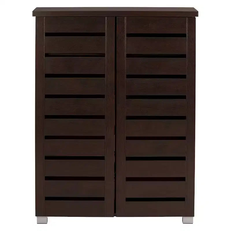 Adalwin Modern and Contemporary 2-Door Wooden Entryway Shoes Storage Cabinet: Holds 15 Pairs, PVC Legs - Baxton Studio
