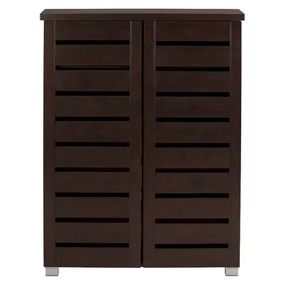 Adalwin Modern and Contemporary 2-Door Wooden Entryway Shoes Storage Cabinet: Holds 15 Pairs, PVC Legs - Baxton Studio
