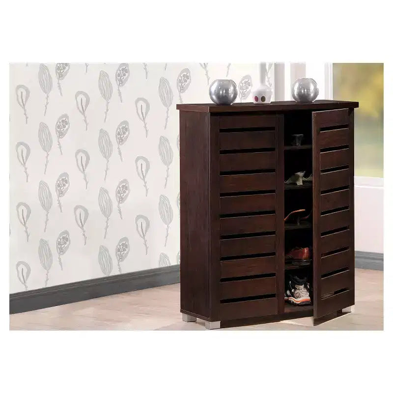 Scarpiere Moderna a 2 Ante in Legno per Ingresso - Contiene 15 Paia, Piedini in PVC