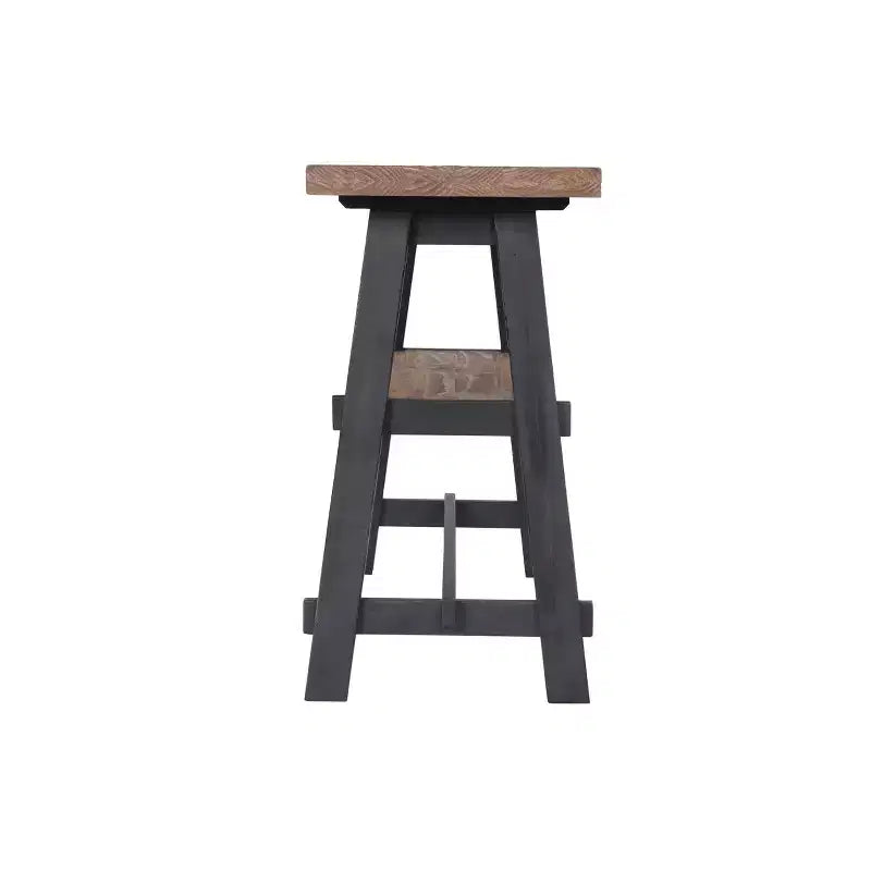 Consolle Odin da 48" in legno massello con ripiano, nera - Stile industriale rustico mid-century