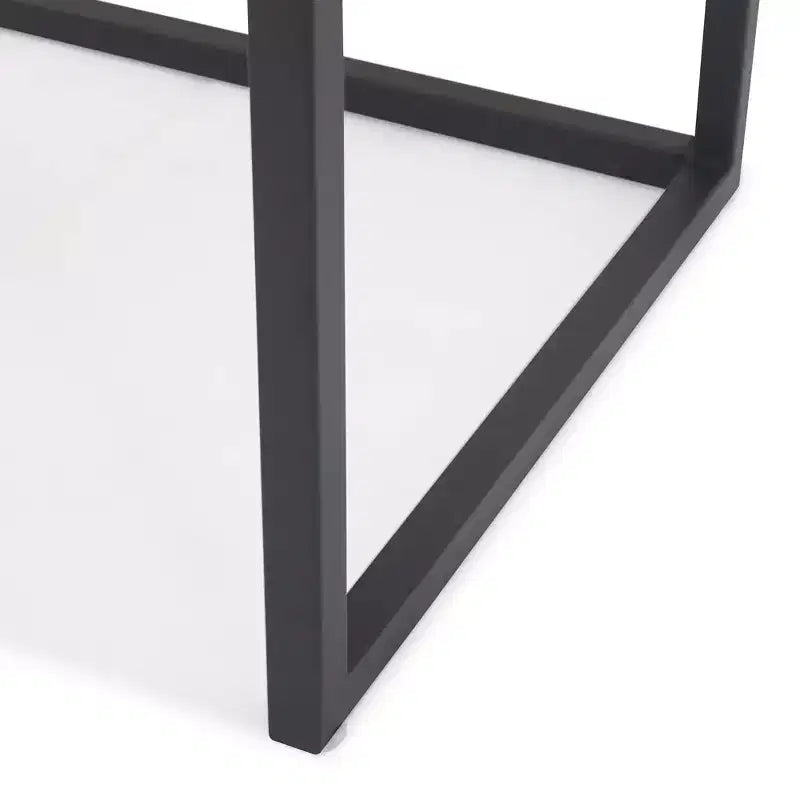 Tavolini quadrati a specchio, colore nero, impilabili, finitura anticata, struttura in metallo