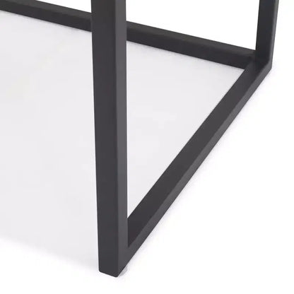 Tavolini quadrati a specchio, colore nero, impilabili, finitura anticata, struttura in metallo