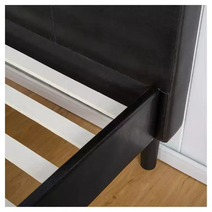 Letto a Piattaforma in Similpelle Marrone Scuro - Design Moderno a Basso Profilo, Nessun Materasso a Molle Necessario