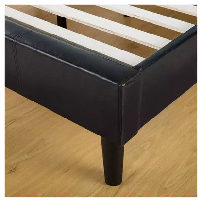 Letto a Piattaforma in Similpelle Marrone Scuro - Design Moderno a Basso Profilo, Nessun Materasso a Molle Necessario