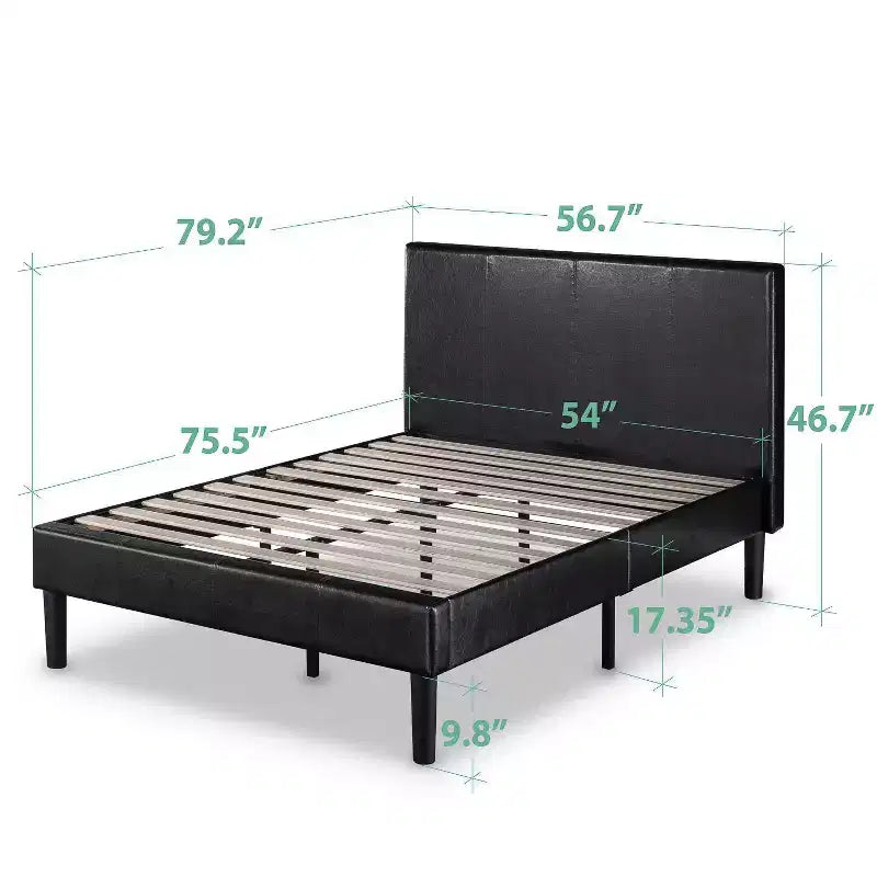 Letto a Piattaforma in Similpelle Marrone Scuro - Design Moderno a Basso Profilo, Nessun Materasso a Molle Necessario