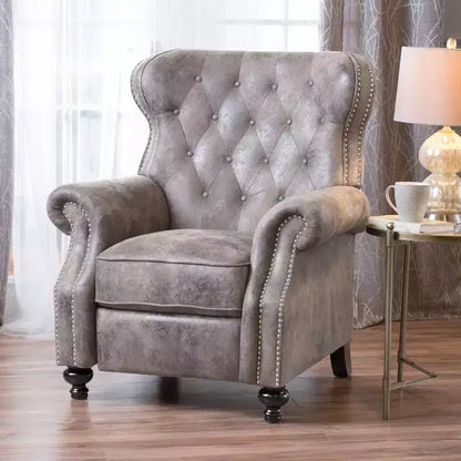 Poltrona reclinabile Walder Tufted - Design classico a spinta, rivestimento in microfibra, supporto lombare