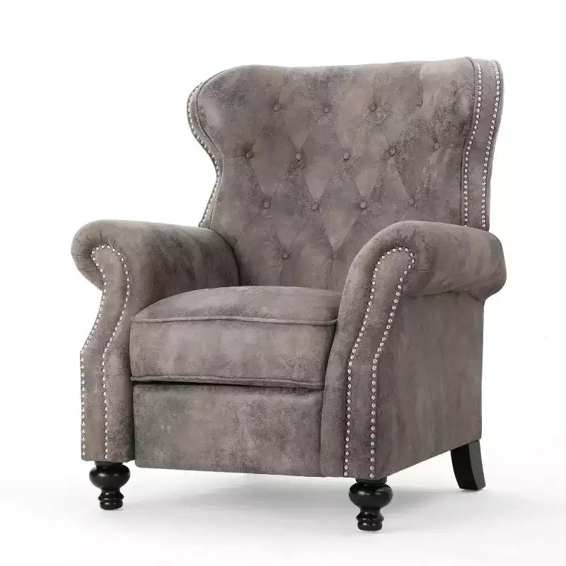 Poltrona reclinabile Walder Tufted - Design classico a spinta, rivestimento in microfibra, supporto lombare