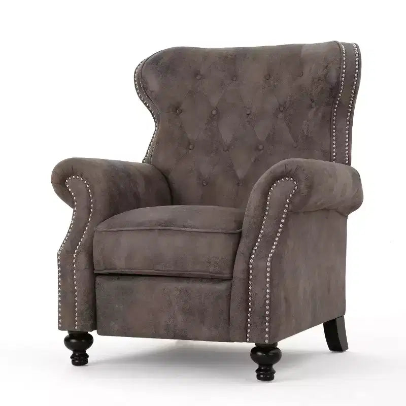 Poltrona reclinabile Walder Tufted - Design classico a spinta, rivestimento in microfibra, supporto lombare