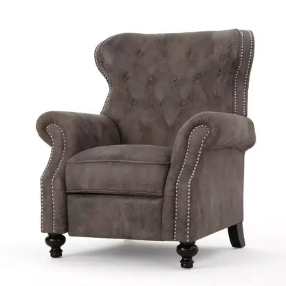 Poltrona reclinabile Walder Tufted - Design classico a spinta, rivestimento in microfibra, supporto lombare