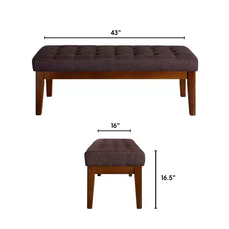 Panca imbottita capitonné Claire - Stile Mid-Century, Struttura in legno massello, Posti a sedere per 2