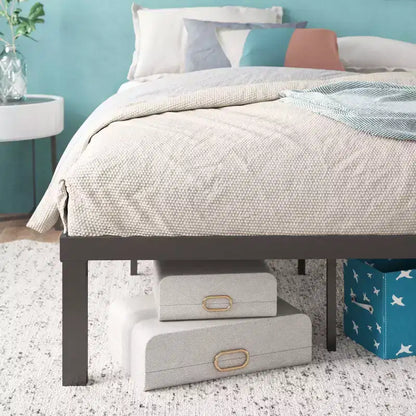 Base letto a piattaforma Quick Lock in metallo nero - Facile da montare, non è necessario il box spring