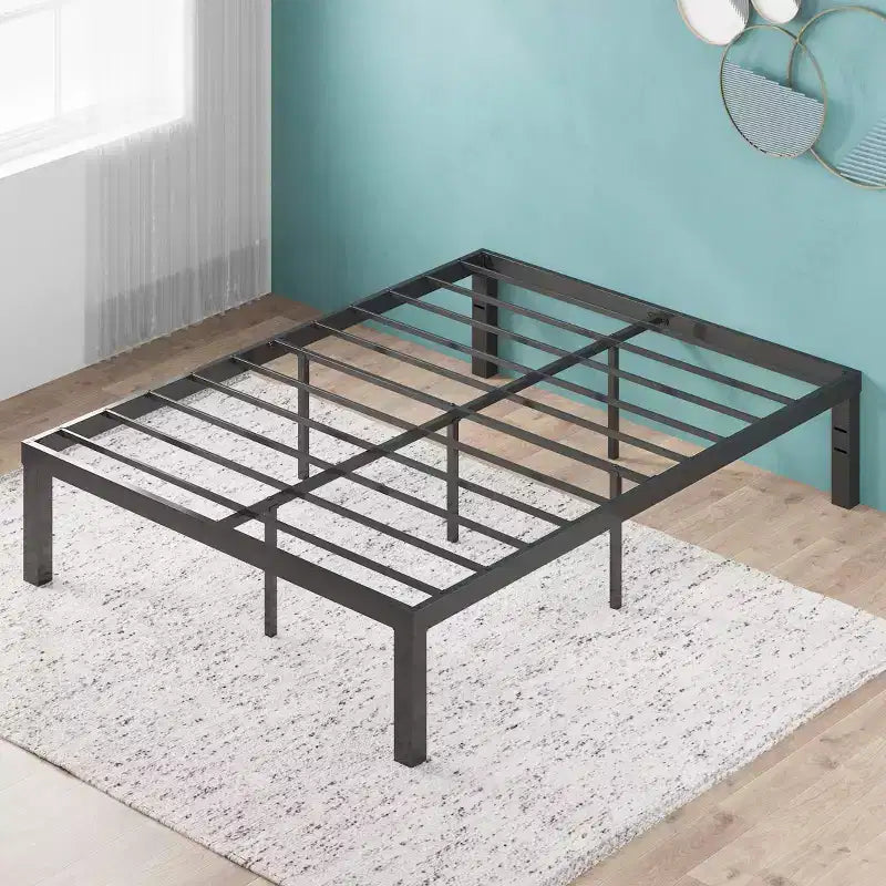 Base letto a piattaforma Quick Lock in metallo nero - Facile da montare, non è necessario il box spring