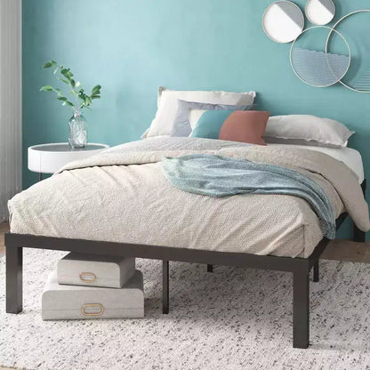 Base letto a piattaforma Quick Lock in metallo nero - Facile da montare, non è necessario il box spring