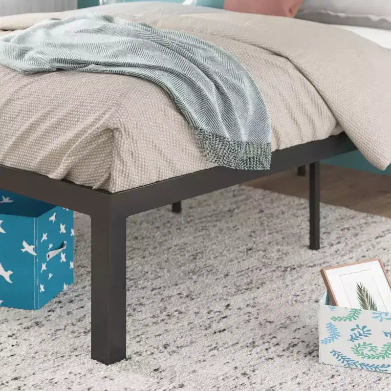 Base letto a piattaforma Quick Lock in metallo nero - Facile da montare, non è necessario il box spring