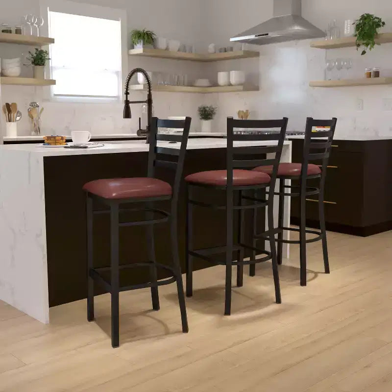 Sgabello da bar in metallo con schienale a scala per ristorante - Design classico, durevole, altezza bancone