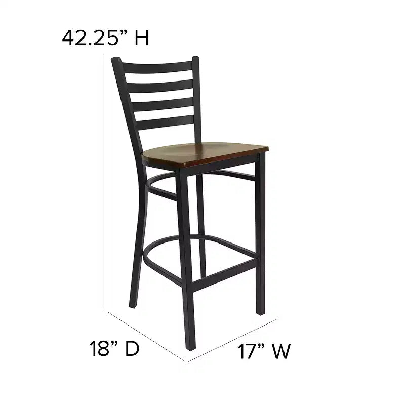 Sgabello da bar in metallo con schienale a scala per ristorante - Design classico, durevole, altezza bancone