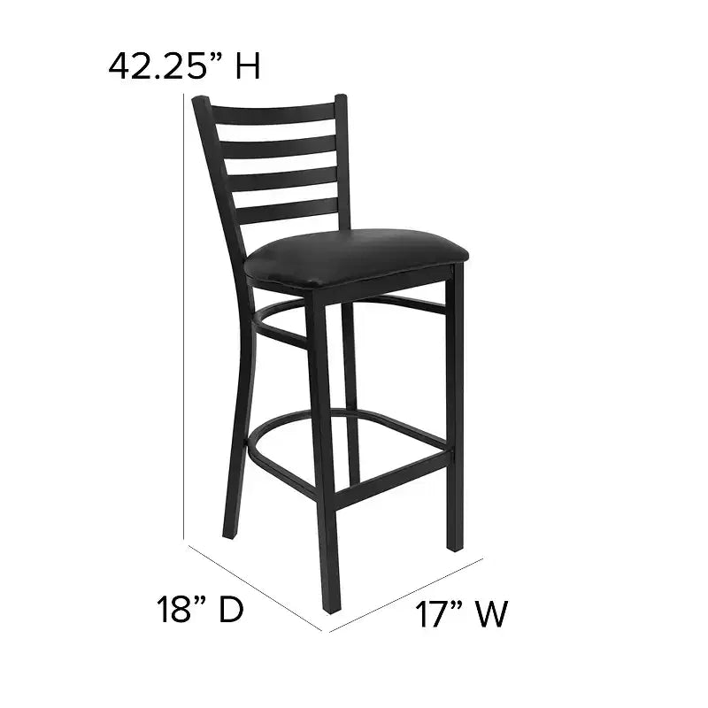 Sgabello da bar in metallo con schienale a scala per ristorante - Design classico, durevole, altezza bancone